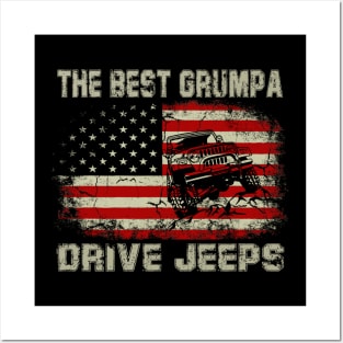 The Best Grumpa Drive Jeeps American Flag Jeep Posters and Art